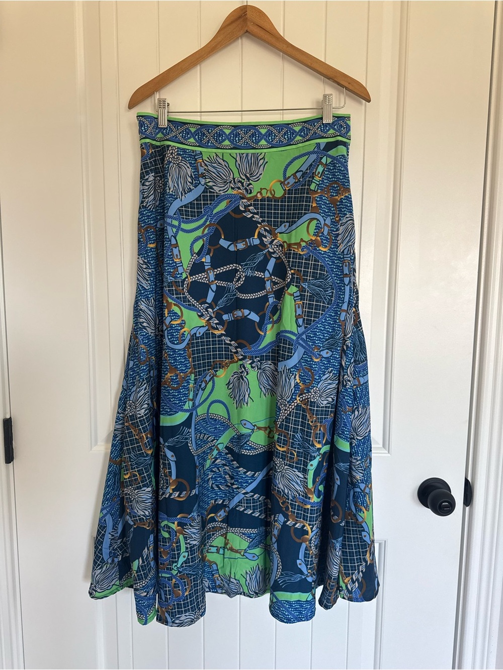 Gretchen Scott The Twirl Skirt Ditto Blues Nautical Rope Chain Print Maxi Medium - Picture 4 of 7